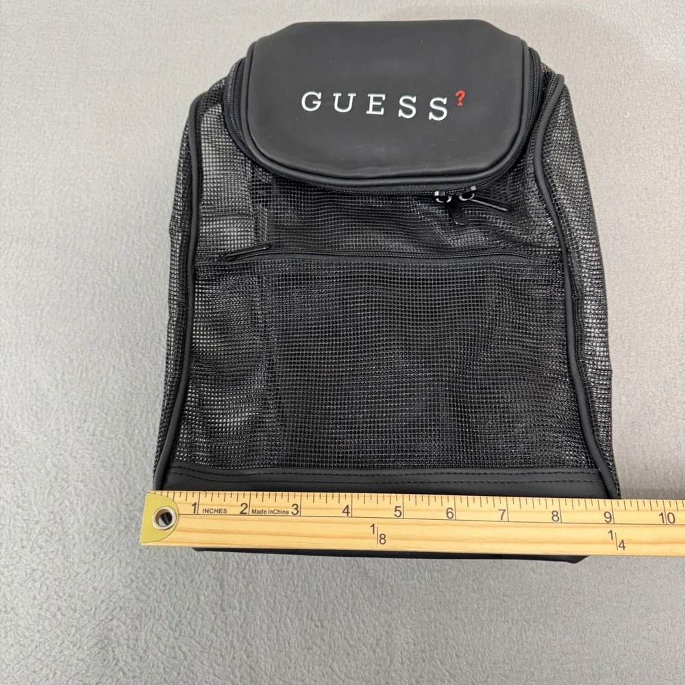 Guess Backpack Womens Medium Black Mesh Sporty Streetwear Utility Bag